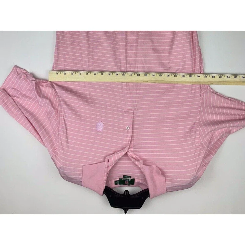 Ralph Lauren Shirt Mens Medium Pink Striped Polo 3 Button Golf Lightweight